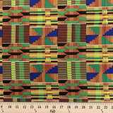 DTY African Print Fabric Kente (3-1) Stretch Brushed Jersey Knit Apparel 58/60" Wide Sold BTY