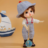 1/8 Puppet Bjd Doll Sd Doll Figurine 16 cm 6.2 Inches Spherical Joint Doll Makeup + Clothes + Wig + Shoes + Hat DIY Toy Surprise Gift