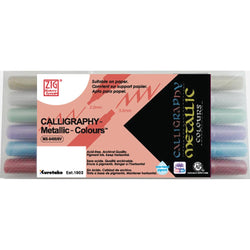 Zig Memory System Calligraphy Metallic Dual Tip Marker, 6-Pack