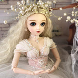 MDSQ BJD Doll 1/3 SD Dolls 23 Inch Ball Jointed Doll with BJD Clothes Wigs Shoes Makeup,Pearl Headdress,DIY Toys 100% Handmade for Girl Birthday Gift