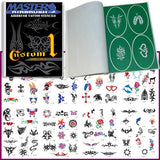 Master Airbrush Tattoo System. Master G22 Airbrush, Air Compressor, 100 Tattoo Stencils, 6' Air Hose, 4 Color Temporary Tattoo Ink in 1-oz Bottles Includes a How to Airbrush Training Book