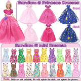 65 Pcs Doll Clothes and Accessories Set 5 Fashion Dresses, 3 Wedding Party Gowns, 5 Slip Skirts, 4 Tops Pants Outfits, 3 Bikini Swimsuits, 20 Shoes, 20 Hangers, 5 Crowns for 11.5 Inch Girl Dolls Stuff