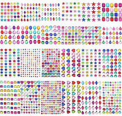 Yesland 24 Sheets Jewels Stickers - 1194 Pcs Gem Stickers, Multicoloured Self Adhesive Rhinestone Stickers Bling Jewels for DIY Crafts Nail Body Makeup (30 Sizes)