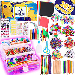 Goodyking Cool Arts and Crafts Supplies - Pipe Cleaners Things for Teen Girls Craft Kits and Materials Bracelet Jewelry Making Kit for Ages 5 6 7 8-12 Construction Paper Plastic Storage Glitter Googly