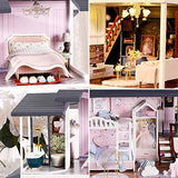 Dollhouse Miniature with Furniture,DIY 3D Wooden Doll House Kit French Villa Style Plus with Dust Cover and Music Movement,1:24 Scale Creative Room Idea Best Gift for Children Friend Lover A081