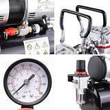 AW Pro 1/3 HP Twin-Cylinder Airbrush Compressor 3-7 Bar 3.5L Air Tank for Decorating Body Art