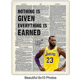 Lebron James Motivational Quotes Dictionary Art Print Set - 8x10 Photo Pictures - Wall, Home, Office Decor, Decoration - Gift for Men, Boys, LA Lakers Basketball Fan, Coach - 4 Unframed Sports Posters