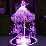 Qxmall K9 Crystal Multicolor Auto Color-Changing Rotation Wind Up Carousel Music Box