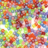 Trasfit 800 Pieces 4 Color Acrylic Alphabet Letter"A-Z" Cube Beads for Jewelry Making, Bracelets,