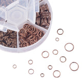 PandaHall Elite 900 Pcs 6 Sizes 4/5/6/7/8/10mm Iron Split Rings Double Loop Jump Ring for DIY Jewelry Making Red Copper