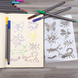 URlighting Drawing Animal Stencils Set(12 Pcs) Painting Templates with 10 Fineliner Color Pen for Children Creation, Animal Education, School Projects, Scrapbooking, Kids DIY Crafts