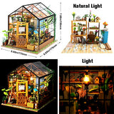 ZNCMRR DIY Miniature Dollhouse WoodeDn Set - 3D Wooden Puzzle Garden House with LED, Green Crafts, Mini Furniture Kit, Creative Birthday Gift for Women and Girls (Garden House)