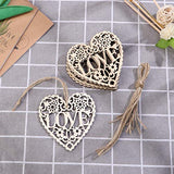 Tinksky Heart Wooden Embellishments Crafts Hanging Ornament for Wedding Valentine's Day gift DIY,