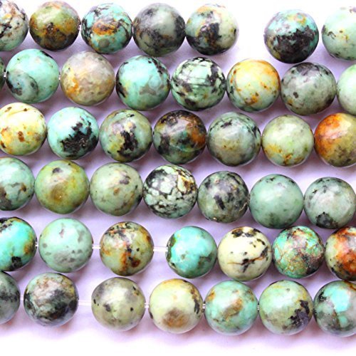 Tacool Natural African Turquoise Round 8mm for Necklace Gemstone Loose Beads (8mm)