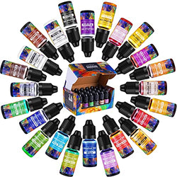 Alcohol Ink for Epoxy Resin, 24 Colors Alcohol-Based Resin Dye Set for Resin Tumbler&Coaster Making, DIY Craft, Painting etc.- 10ml/0.35oz