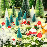Skylety 49 Pieces Christmas Figurines Miniature Plastic Ornaments Kit Snowman Santa Claus Houses for DIY Winter Fairy Snowy Garden Dollhouse Decoration