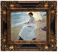 Historic Art Gallery Clotilde on The Beach 1904 by Joaquín Sorolla 8" x 10" Gold/Black Gallery