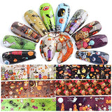 10 Rolls Halloween Nail Stickers - Halloween Nail Foil Transfers Stickers Pumpkin Spider Skull Ghost Witch Nail Decals DIY Nail Art Tips for Manicure Tips Wraps Nail Design