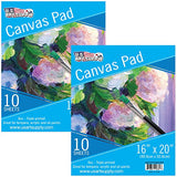 U.S. Art Supply 16" x 20" 10-Sheet 8-Ounce Triple Primed Acid-Free Canvas Paper Pad (Pack of 2