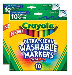 Crayola Ultraclean Broadline Classic Washable Markers (10 Count), (Pack of 2)