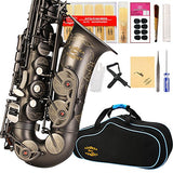 GLORY Engraved Flower High Grade Antique Finish Series PR3, E Flat Alto Saxophone with 11reeds,8 Pads Cushions,case,carekit