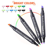 Magicdo 12 Colors Alcohol Based Markers Pens, Double Ended Markers with Fine and Chisel Tip, Sketch Art Markers Set for Coloring Highlighting Underlining Drawing Sketching Scrapbooking