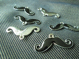 6 Pcs of Mustache Black Enamel Charms Pendant Supplies (NS004)