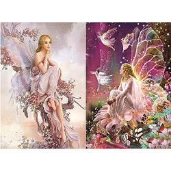 BBTO 2 Sets 5D Full Drill Diamond Painting Kits Fairies Queen Spirits Pattern Diamond Embroidery Pictures for DIY Home Art Craft Painting Decoration
