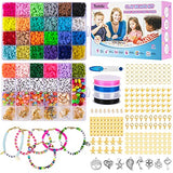 Beads for Bracelets Making, 8300 Pcs Clay Beads 6mm Flat Beading Kits for Jewelry Making DIY Craft Bracelets Necklace with Pendant Strings