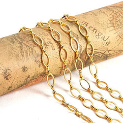 PandaHall Elite 1 Yard Brass Handmade Horse Eye Ring Chains 6x11x1mm for Jewelry Making Golden