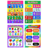 Educational Preschool Poster for Toddler and Kid with Glue Point Dot for Nursery Homeschool Kindergarten Classroom - Teach Numbers Alphabet Colors Days and More 16 x 11 Inch (12 Pieces, English Style)