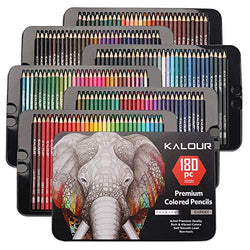 KALOUR 180 Colored Pencil Set for Adults Artists - 3.0mm Rich Pigment Soft Core -12 Metallic Pencil - Wax-Based - Ideal for Coloring Drawing Sketching Shading Blending - Vibrant Color（Tin Case）