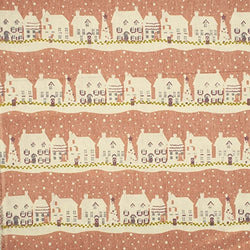 RayLineDo 100% Cotton Linen Printed Sewing Fabric Winter Snow in Pink Patchwork Tablecloth 150cm