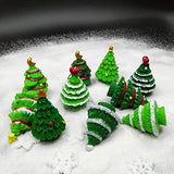 EMiEN 10 Pieces Christmas Trees Miniature Ornament Kits Set for DIY Fairy Garden Dollhouse Decoration,5 Different Design, 2 Colors for Each Design