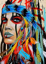 DIY 5D Diamond Painting Kits for Adults Full Drill Diamond Painting Native American Indian Woman Kits for Adults for Home Wall Decor 30x40cm