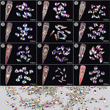 Warmfits AB Crystal Rhinestones Set, 1840pcs Rhinestones Nail Art Set Nail Gems Iridescent Clear Class Multi-Shape Flat Back Shiny Nail Jewels for Nail Art DIY Crafts Phones Clothes Shoes Jewelry Bag