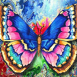 5D Diamond Painting by Number Kit for Adults,Full Drill Gem Embroidery Cross Stitch Pictures Best Gift Paintings Arts Craft for Home Wall Decor Colour Colorful Butterfly 11.8x11.8 in