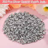 500 Pcs Bracelet Spacer Beads for Jewelry Making, Silver Spacer Beads Bulk Random Styles Loose Spacer Metal Charm for Bracelets, Necklace, Earring Making DIY Jewelry Accessories