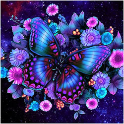 AIRDEA Diamond Painting Butterfly Kits for Adults Beginners 5D Full Drill Round Animal Diamond Art Kits Flowers Diamond Painting Kits Purple Picture Gme Art for Home Wall Art Decor 13.8x13.8 inch
