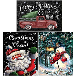 3 Pack 5D DIY Diamond Painting Kits Full Drill Rhinestone Embroidery Cross Stitch Painting for Home Decor, Merry Christmas (16x12 inch)