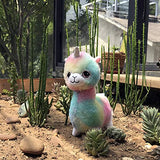 Llama Stuffed Animal 11'' Soft Toy Rainbow Llamacorn with Sparkling Horn Girls Gift Alpaca Multicolor Plush Puppets