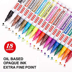 ZEYAR Paint Markers, Expert of rock painting, Extra Fine Point,18 colors, oil-based, Permanent & Waterproof ink, Works on Rock, Wood, Glass, Metal and Ceramic and Almost All Surfaces