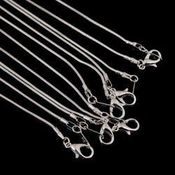 Bingcute 12Pcs 24" inch 925 Silver Plated 1.2mm DIY Snake Chain Necklace with Lobster Clasps for Jewelry Making