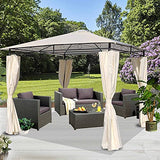 Gazebo for Patio, Hardtop Outdoor Canopy, Block Sun Shade, Single Roof Pergolas Steel Frame with Double-Layer Sidewalls for Garden, Backyard, Lawns, Parties (10x10 FT Beige)