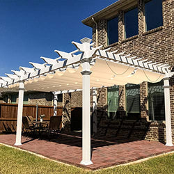 Windscreen4less Outdoor Waterproof Retractable Pergola Replacement Shade Cover Wave Sail Awning Slide on Wire Shade for Deck Patio Backyard 3’X16’ Beige