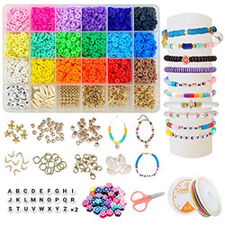 5000 Pieces Beads for Jewelry DIY Colorful Bracelet,Heishi Beads for Jewelry Making Bracelet DIY Craft Kit,Necklace Earrings Ring,Beads for Bracelet Adults Kids