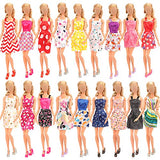 BARWA 32 pcs Doll Clothes and Accessories 10 pcs Mini Party Dresses 22 pcs Shoes, Crown, Necklace for 11.5 inch Dolls