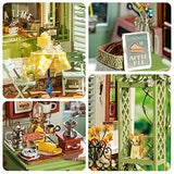 Rolife DIY Miniature Dollhouse Kit Miniature House Kit with Furniture and LED,Tiny Building House Kit,Best Gift for Kids(DG146 Flower Sweets & Teas)
