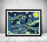 DIY 5D Diamond Painting Kits for Adults Full Drill Diamond Painting by Number Tardis Dr Who Doctor Telephone Booth Wall Decor Vincent Van Gogh Starry Night for Home Wall Decor 11.8x15.8in