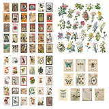 210 Pcs Vintage Scrapbook Paper Stickers Pack Postage Stamp Flower Stickers for Journaling Scrapbooking Decorative Retro Nature Collection Laptop Planners Phone Case Diary